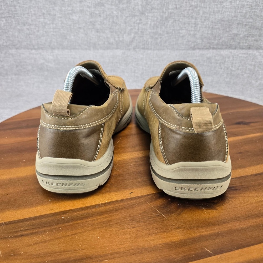 Skechers Mens Relaxed Fit Slip On Loafers 64858EWW Dark Taupe Leather Size 9 - Picture 10 of 14